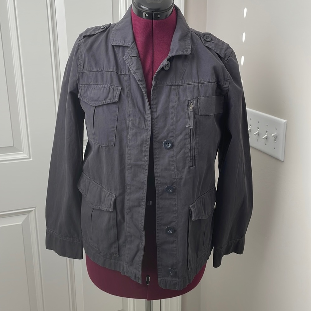 J.Crew women’s Vintage classic twill Chino jacket Blue 100% Cotton Pockets
